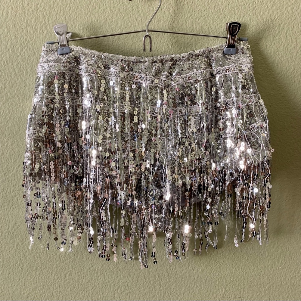 SAMBA - Silver Sequin Fringe Hotshorts